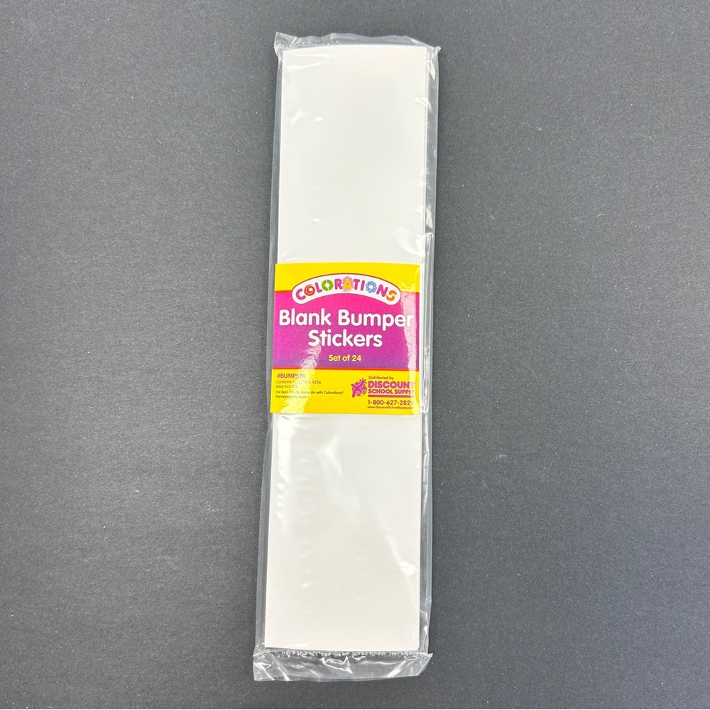 NWT Blank Bumper Stickers Pack of 24 Colorations Brand